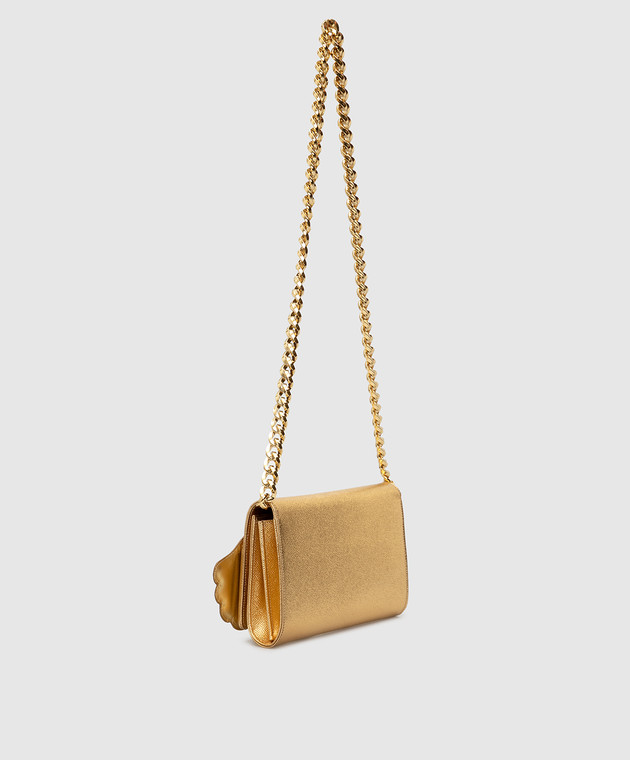 Dolce&Gabbana Золотистый кожаный клатч с кристаллами BI1173AZ053 изображение 3