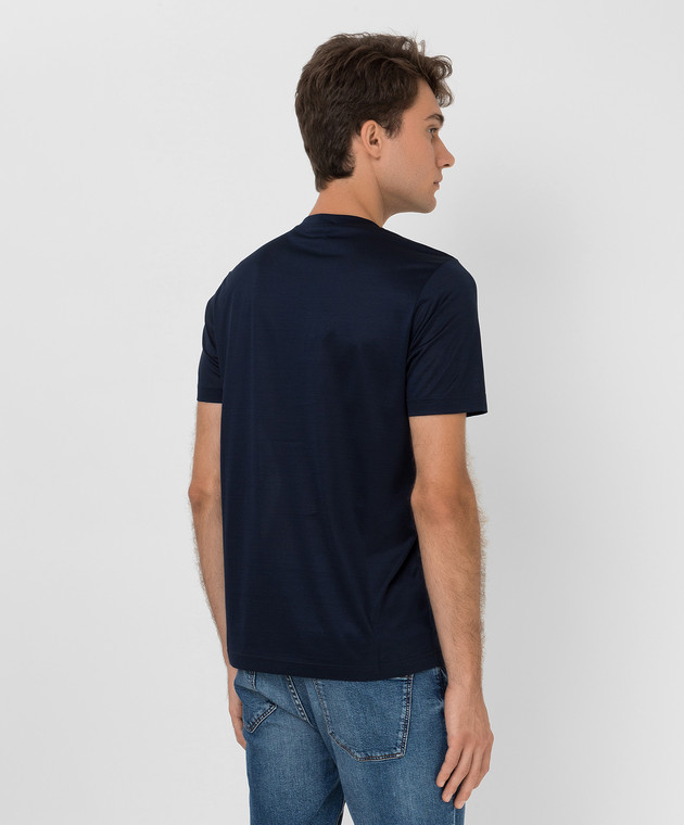 Bertolo Cashmere Темно-синяя футболка с вышивкой эмблемы 000252001912 изображение 4