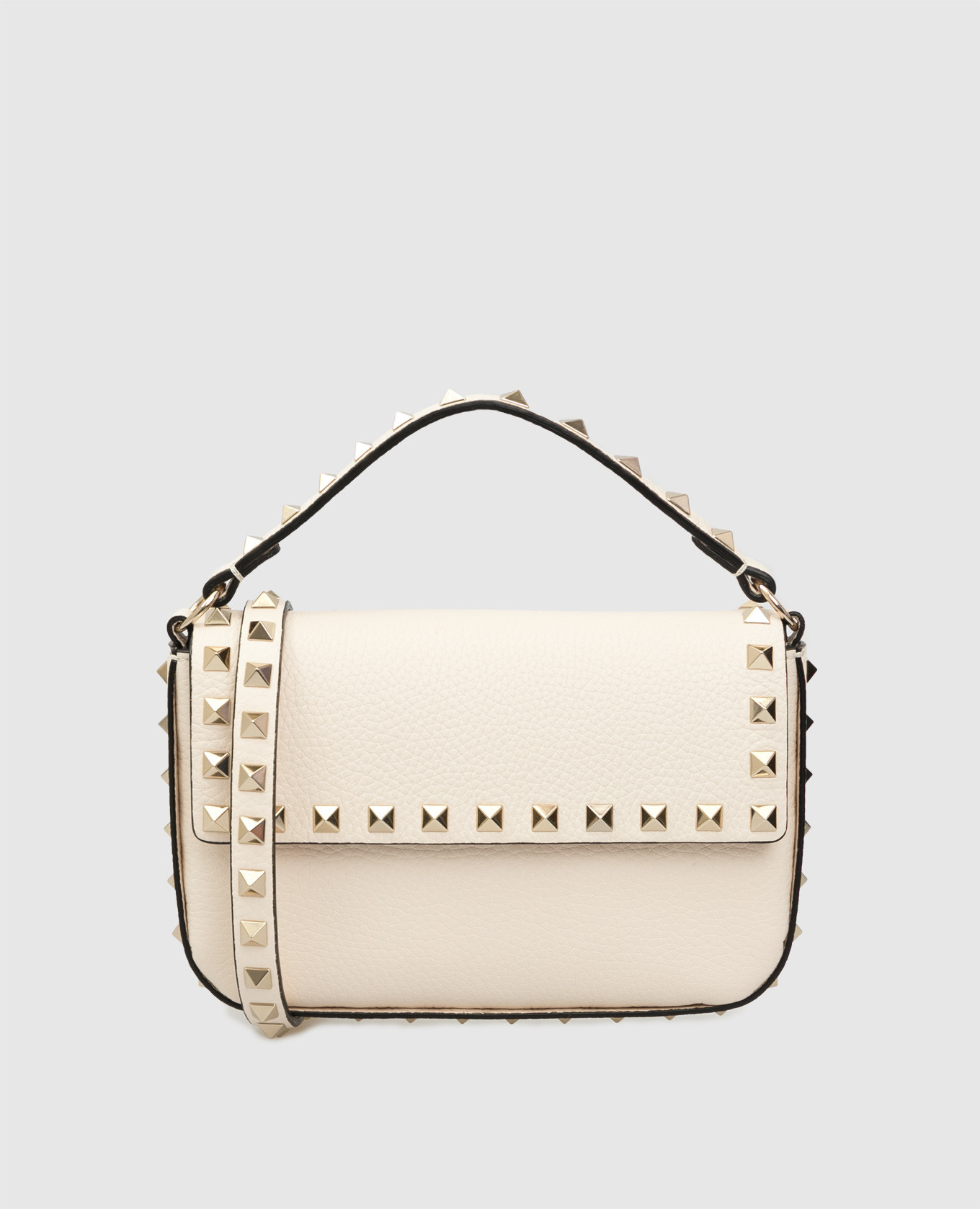 

Светло-бежевая кожаная сумка Rockstud Valentino, Светло-бежевый, Сумки