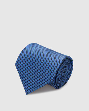 Stefano Ricci Голубой шелковый галстук в геометрический узор CXDD41073