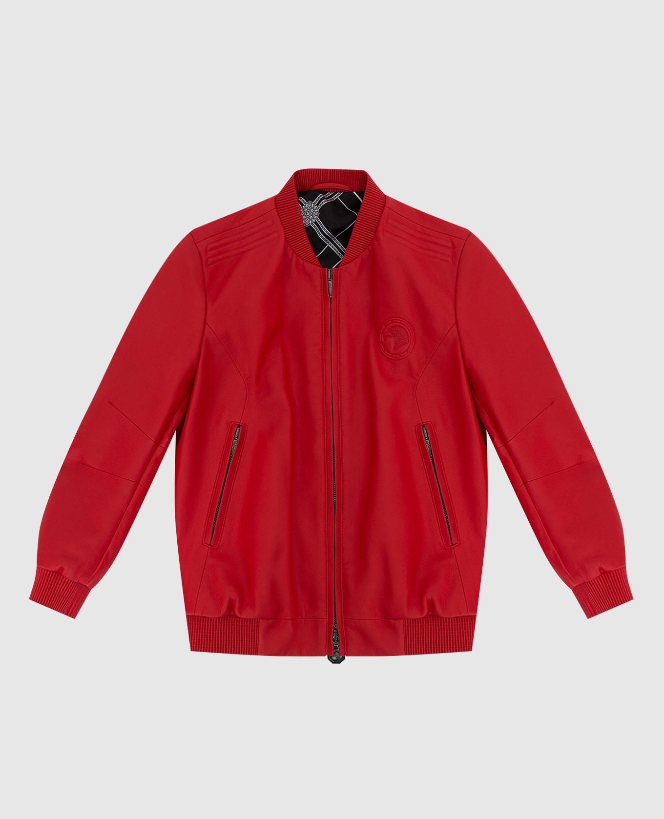 Children's red leather bomber jacket