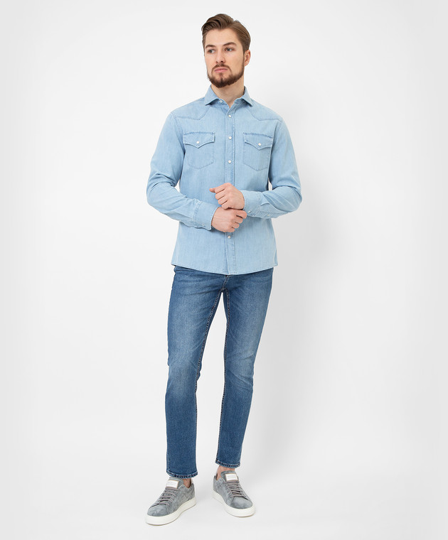 Brunello Cucinelli Голубая джинсовая рубашка MW6674008 изображение 2