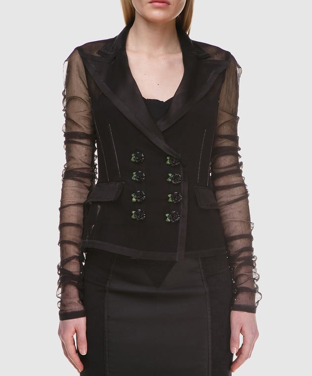 Dolce&Gabbana Черная блуза F28HBTFLEAA изображение 3