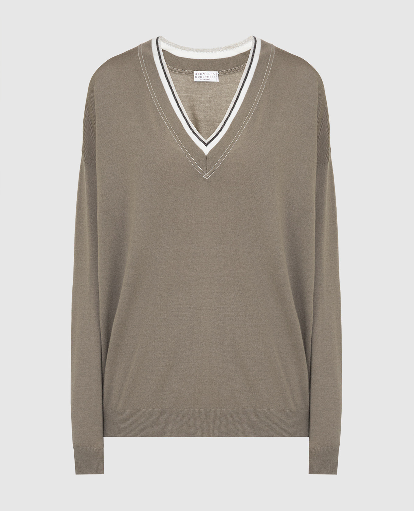 

Пуловер из шерсти кашемира с цепочками, Хаки, Пуловеры