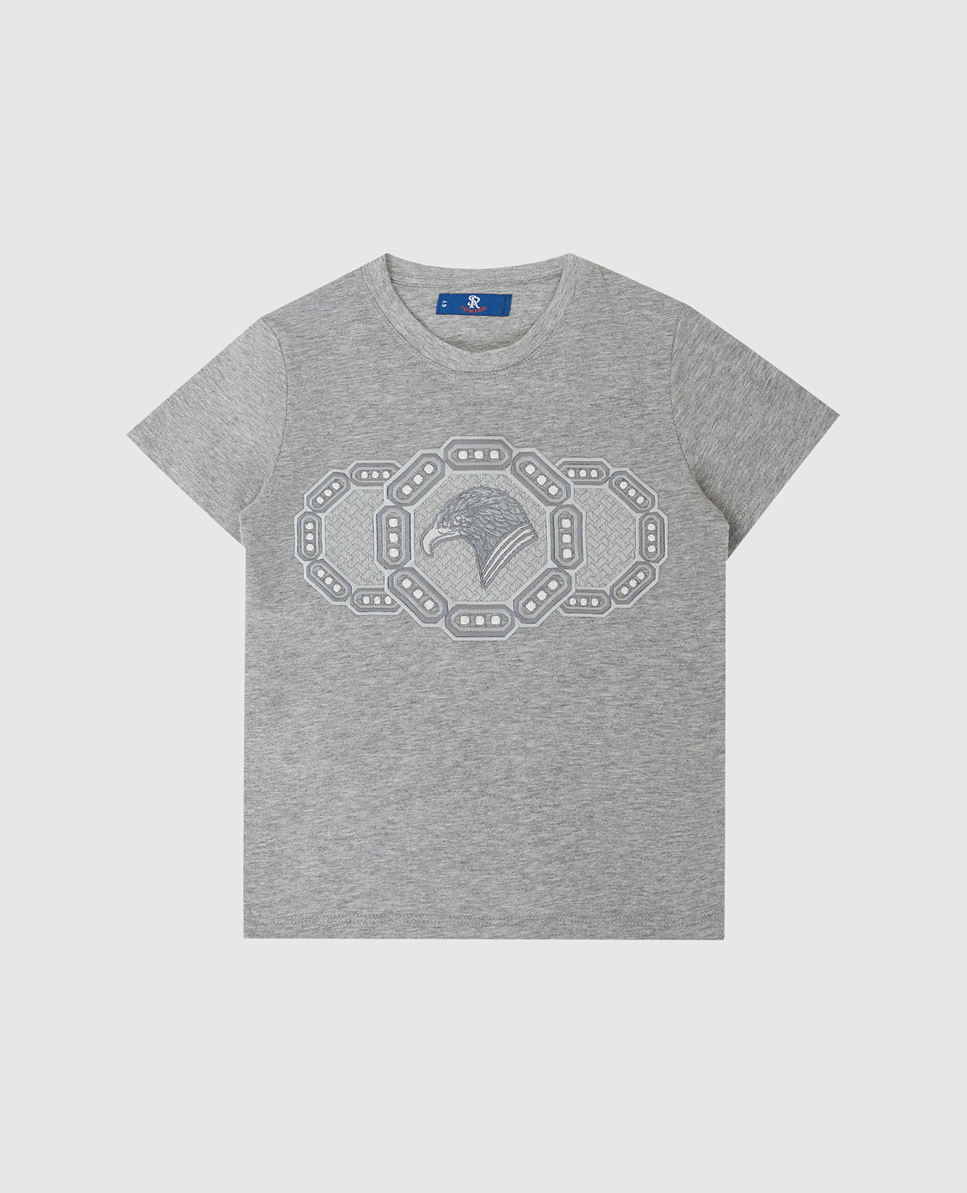 Children's gray t-shirt with logo embroidery