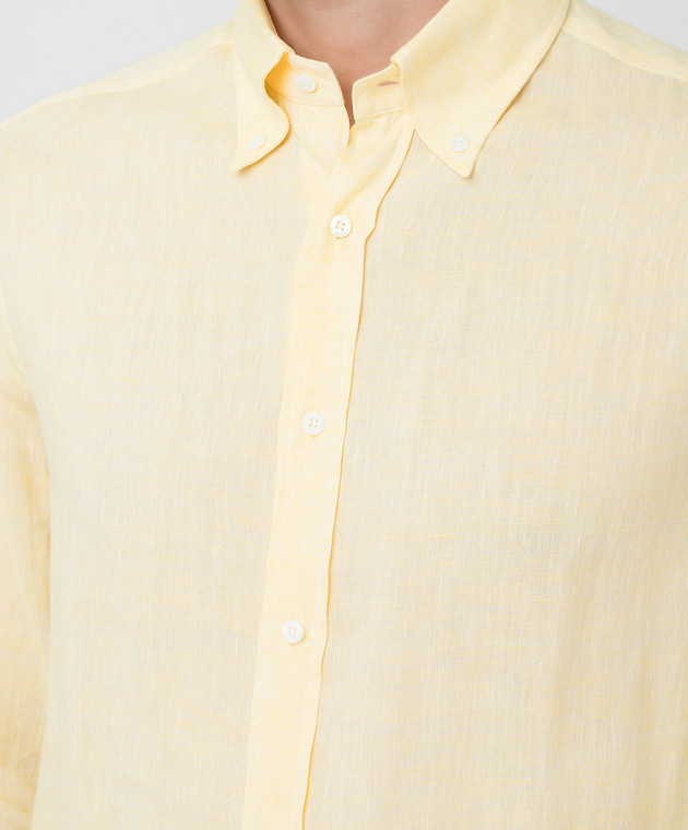 Brunello Cucinelli Желтая рубашка из льна MB6080038 изображение 5