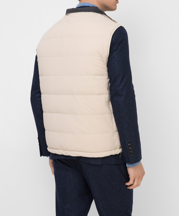 Brunello Cucinelli Темно-серый двусторонний пуховый жилет из шерсти, шелка и кашемира MM4851755 изображение 4
