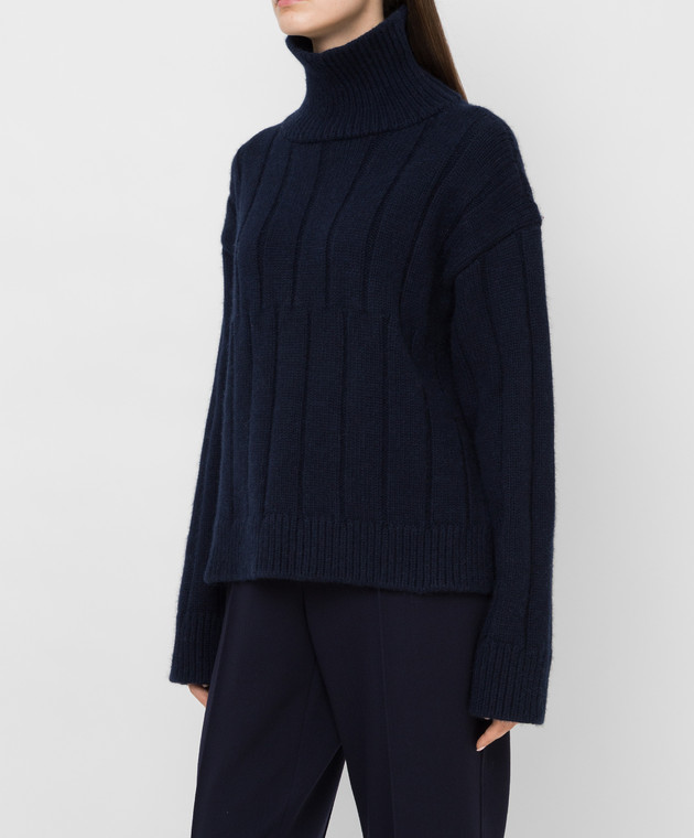 Jil Sander Темно-синій светр з вовни і альпаки з розрізами JSPT752055WTY21278 зображення 3