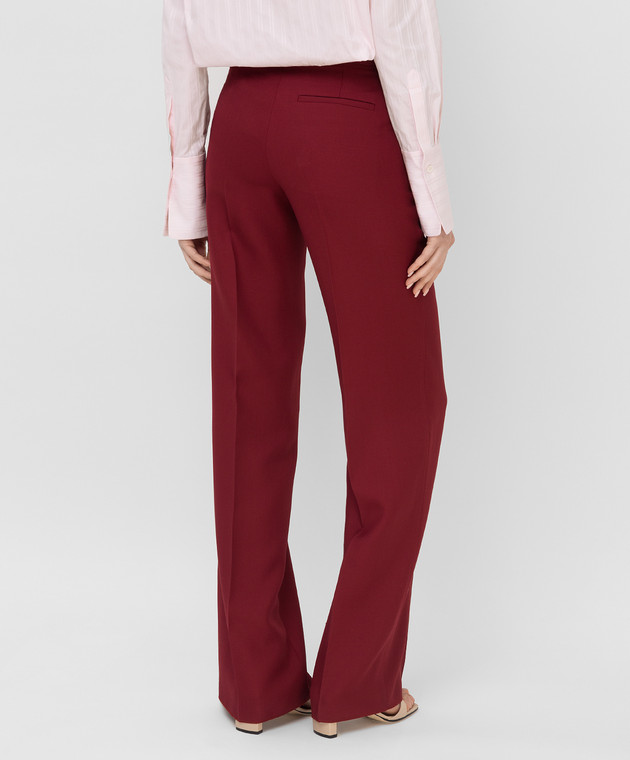 Victoria Beckham Бордовые брюки из шерсти TRWID2500D изображение 4