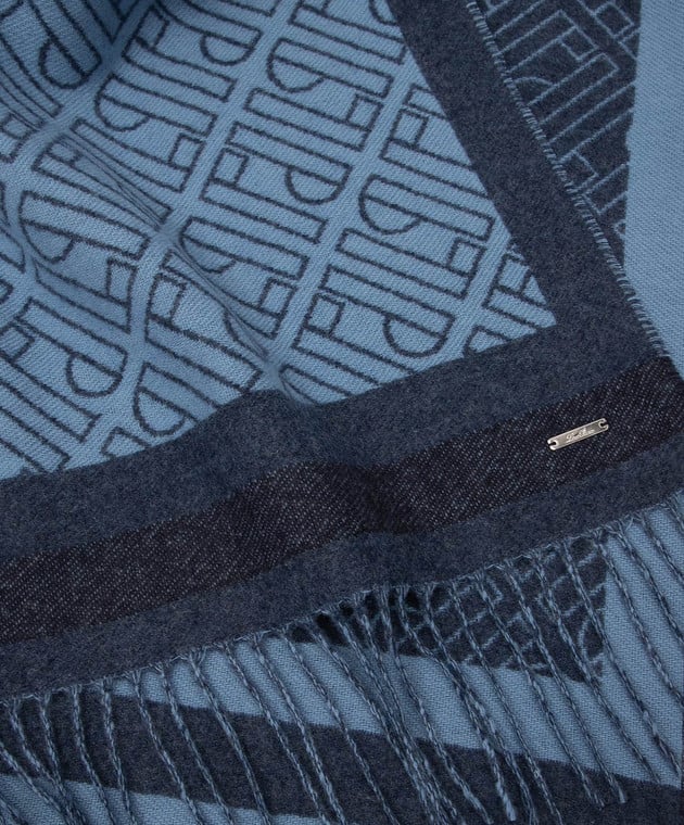Loro Piana Синий шарф из кашемира в узор FAM1015 изображение 3