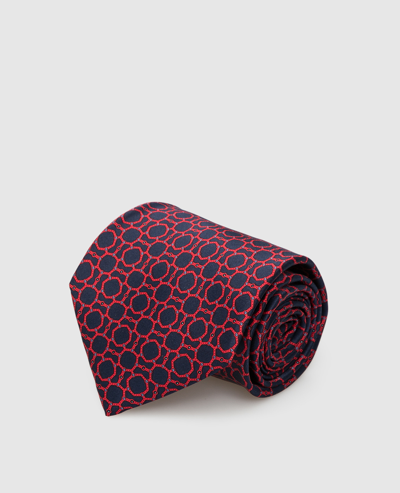 Темно-синий шелковый галстук в геометрический узор