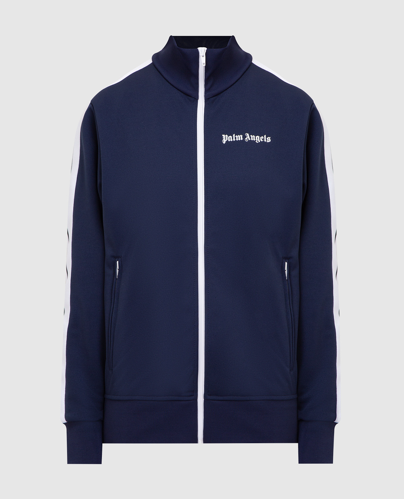 

Темно-синяя спортивная кофта с лампасами и логотипом, Синий, Спортивные кофты