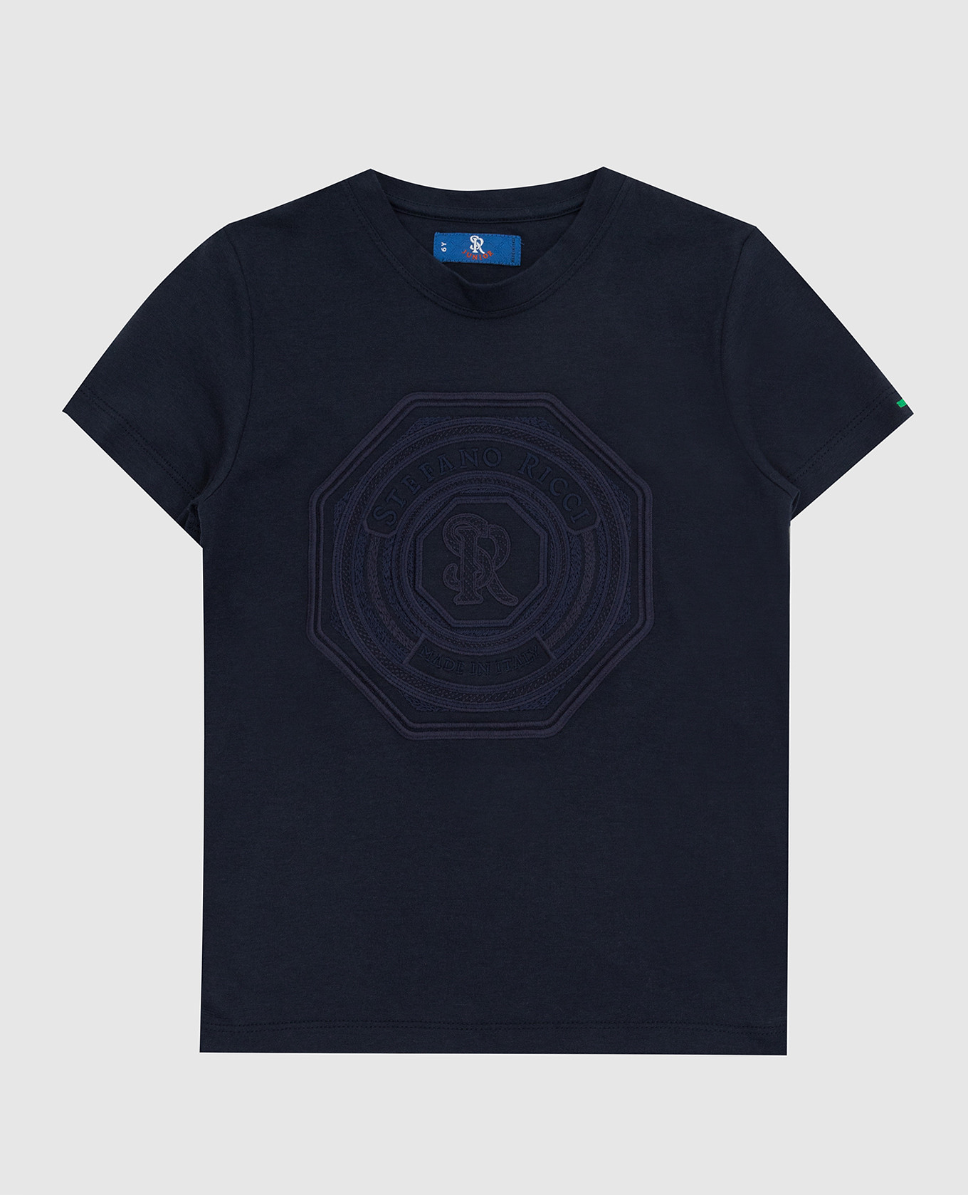 Children's navy blue t-shirt with monogram embroidery