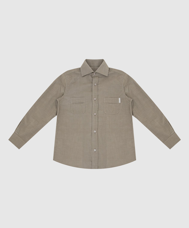 Stefano Ricci Детская темно-бежевая вельветовая рубашка YC004159S1804