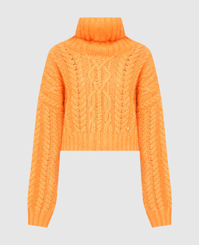 Balmain Оранжевый свитер из шерсти и мохера в узор WF0KA025K325