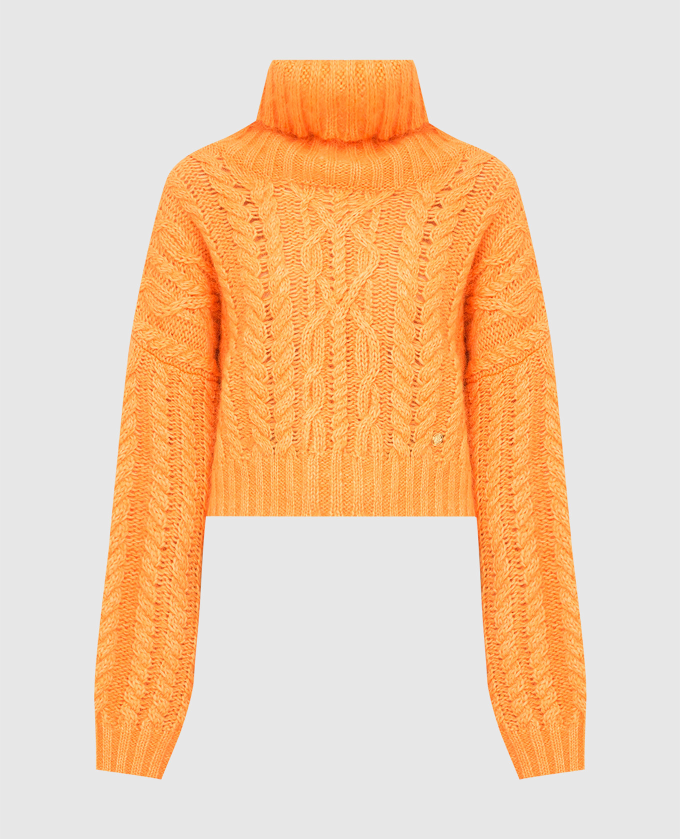 Оранжевый свитер из шерсти и мохера в узор