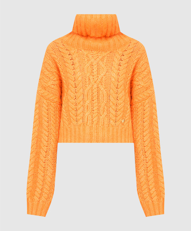 Balmain Оранжевый свитер из шерсти и мохера в узор WF0KA025K325