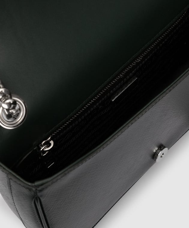 Prada Темно-зеленая кожаная сумка-кроссбоди с логотипом 1BD1472E2X изображение 4