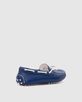 Stefano Ricci Детские синие кожаные мокасины YRU02G8006SK