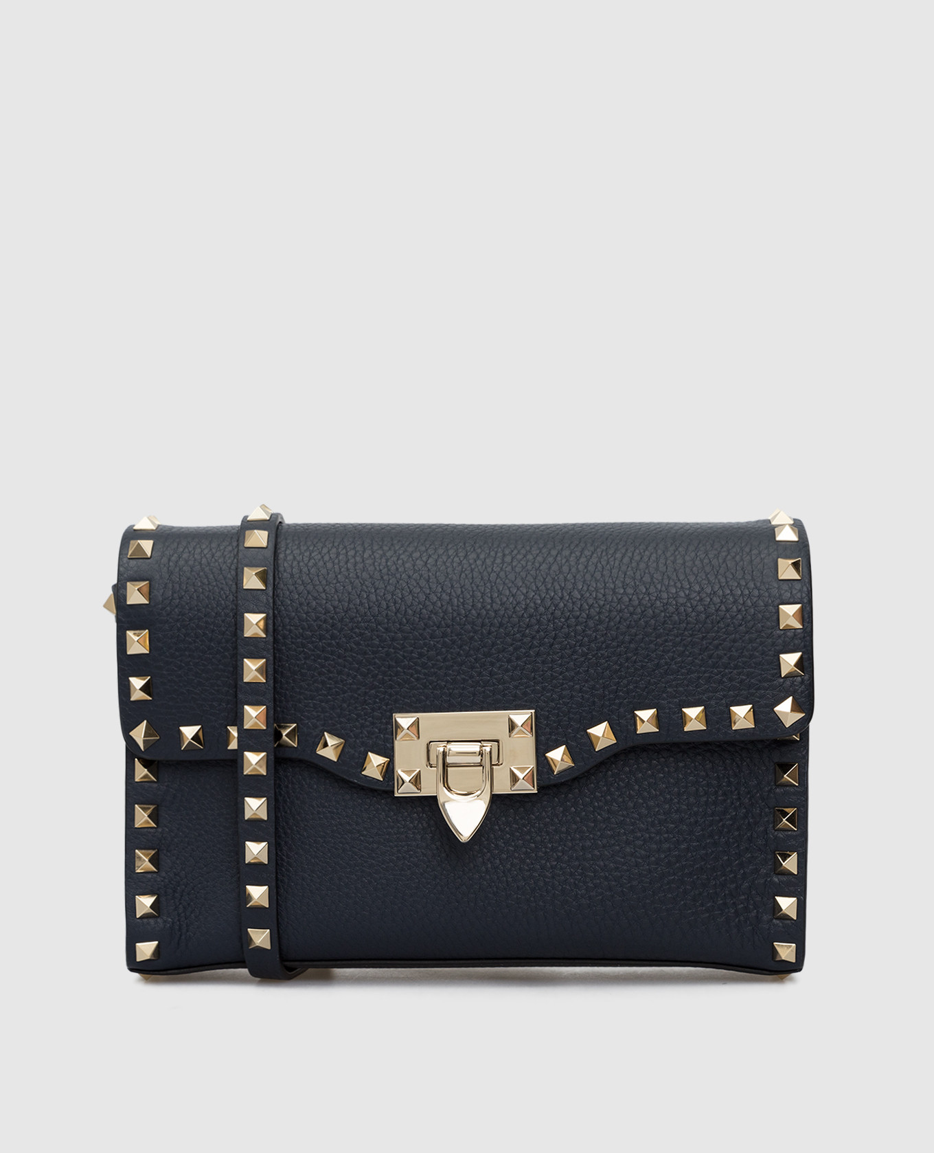 

Темно-синяя сумка Rockstud из зернистой телячьей кожи Valentino, Тёмно-синий, Сумки