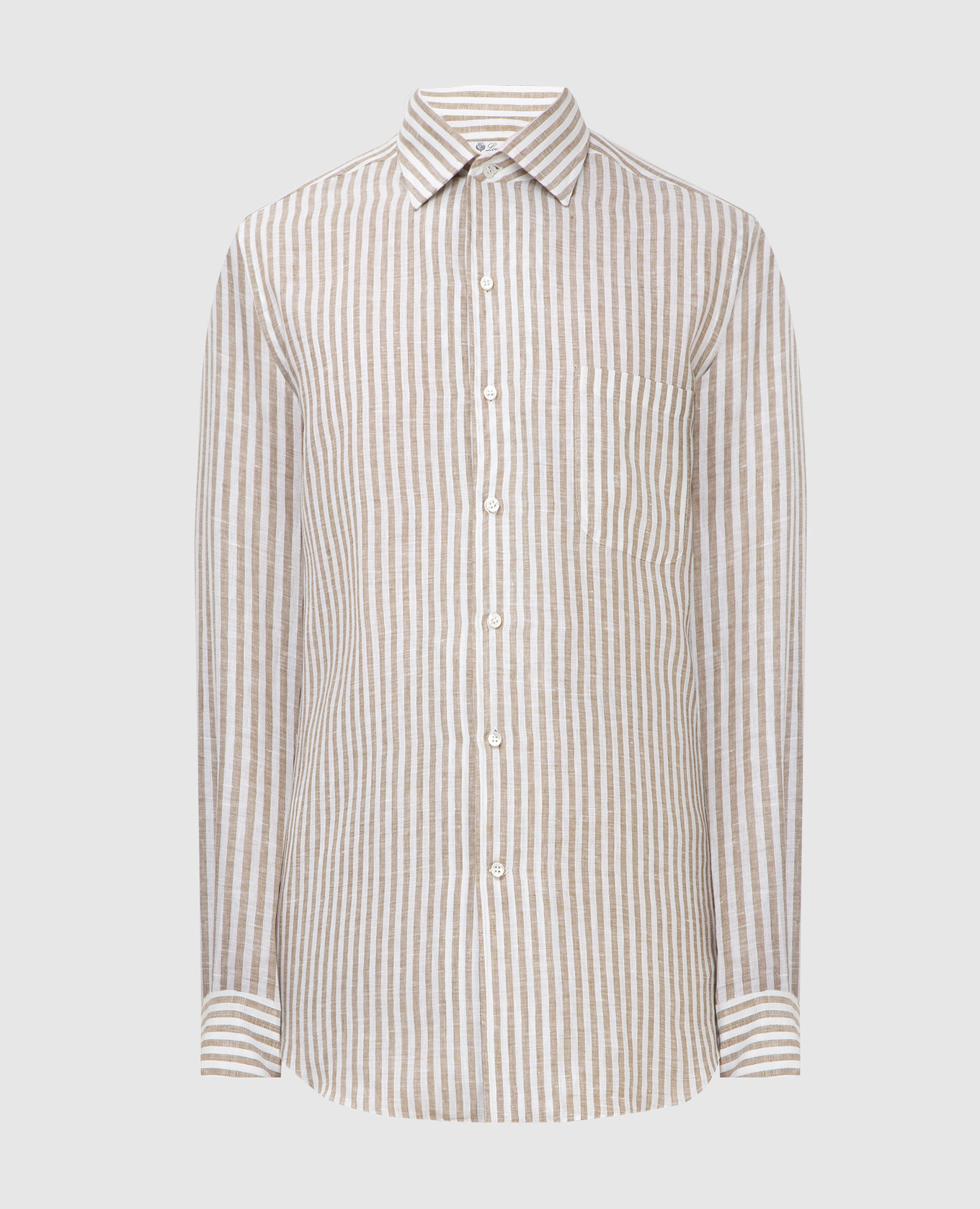 

Льняная рубашка в полоску, Бежевый, Рубашки