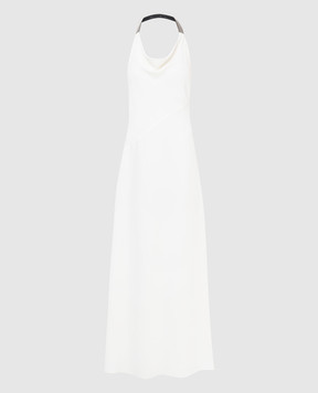 Brunello Cucinelli Белое платье с разрезом и драпировкой MA029A4551