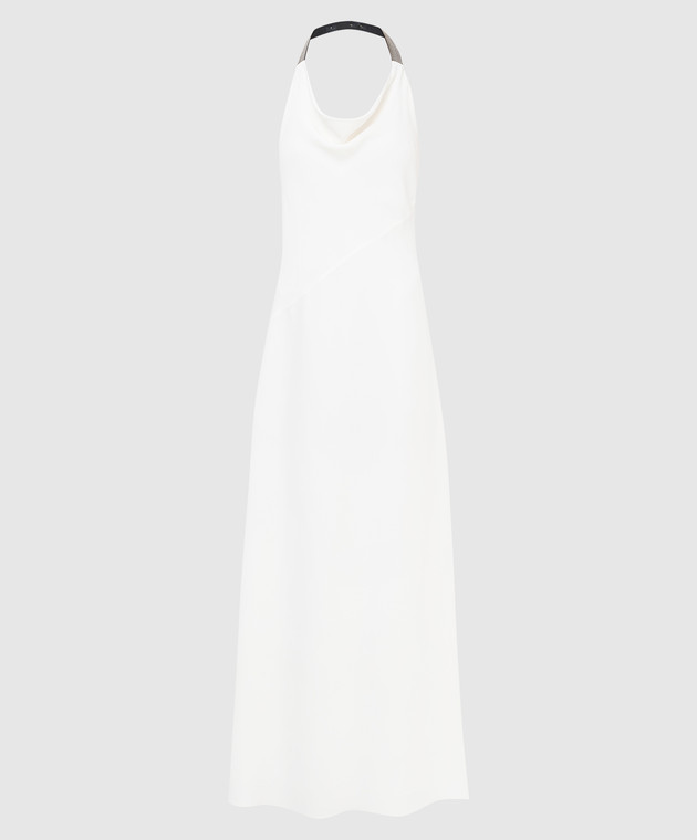 Brunello Cucinelli White dress with slit and drapery MA029A4551