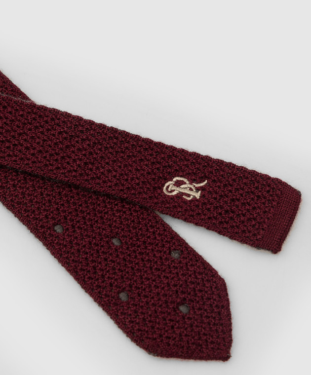 Stefano Ricci Patterned burgundy cashmere and silk tie for children YCRMTSR1001 image 3