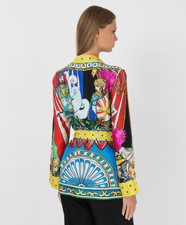 Dolce&Gabbana Шелковая блуза в принт Сaretto F5N53TGDS12 изображение 4