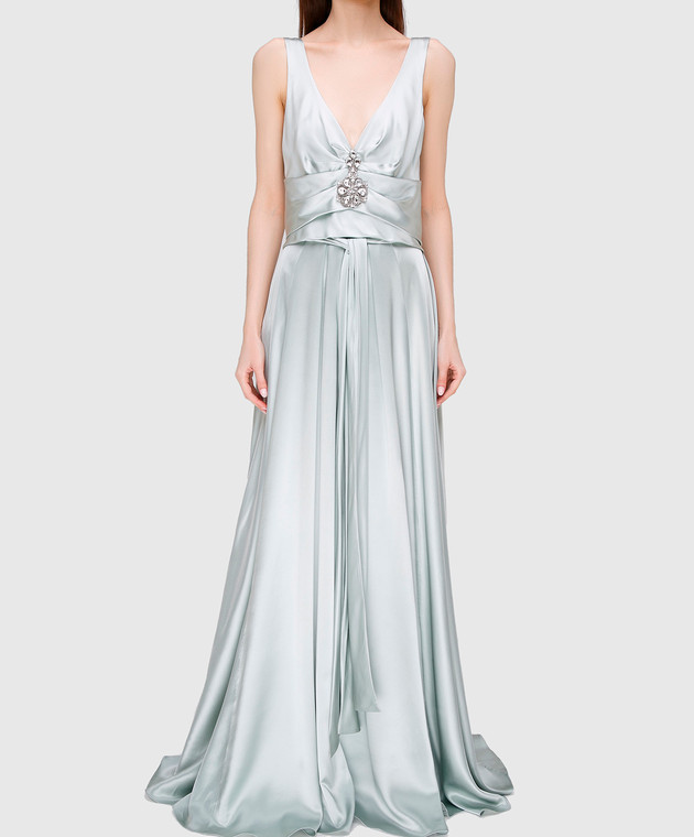 Collette Dinnigan Светло-серое платье из шелка 11115082 изображение 3