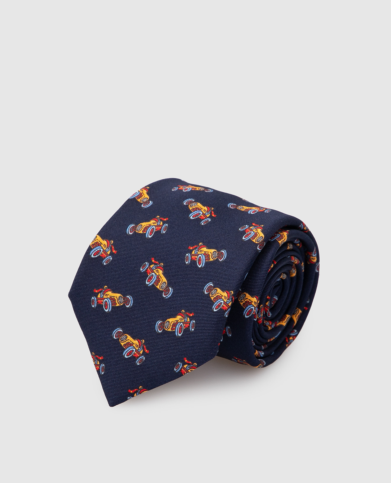 Children's navy blue silk patterned tie and pache scarf set