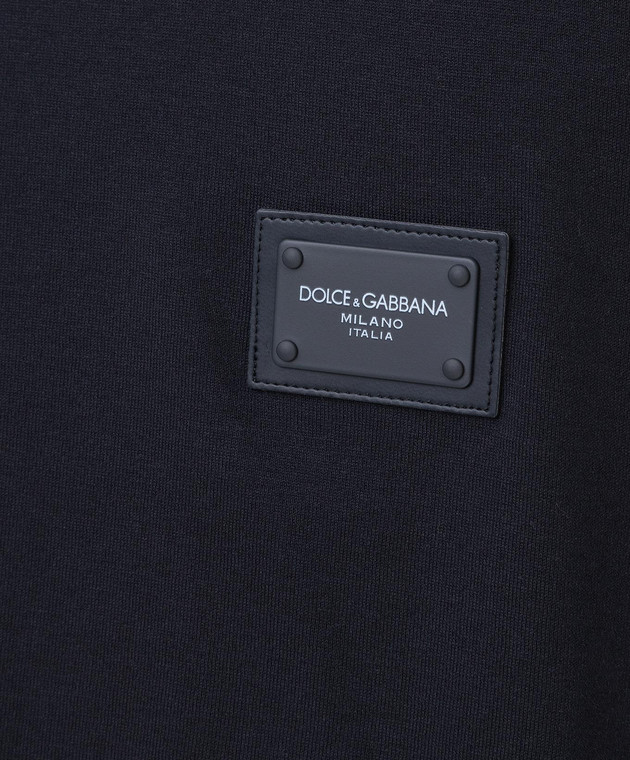 Dolce&Gabbana Темно-синя футболка з логотипом G8KJ9TFU7EQ зображення 5