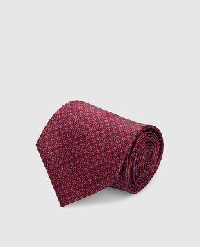Stefano Ricci Бордовый шелковый галстук в узор CH41025