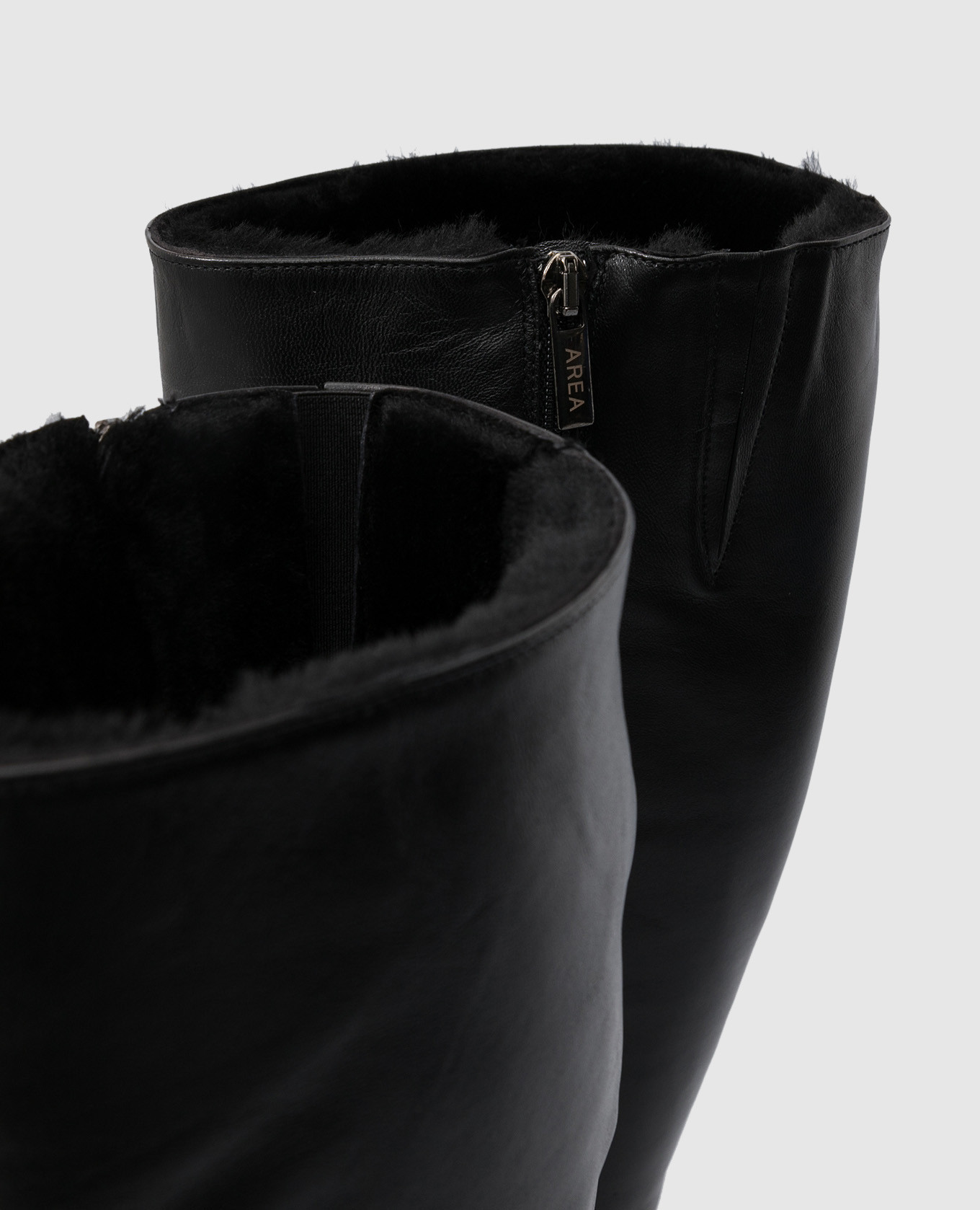 AREA Черные кожаные сапоги на меху 239AGNELLO изображение 5
