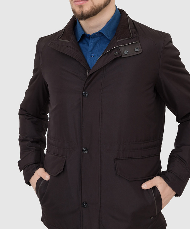 Stefano Ricci Темно-коричневая шелковая куртка M7J1400160SETEC1 изображение 5