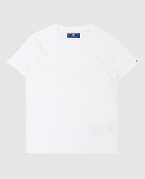 Stefano Ricci Детская белая футболка с вышивкой YNH1200400LUXT