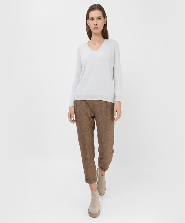 ANNECLAIRE Светло-серый пуловер из шерсти, шелка и кашемира A8045262 изображение 2