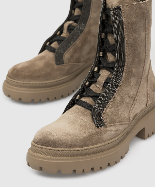 Brunello Cucinelli Замшевые ботинки с цепочками из эколатуни MZSFG2009P изображение 5