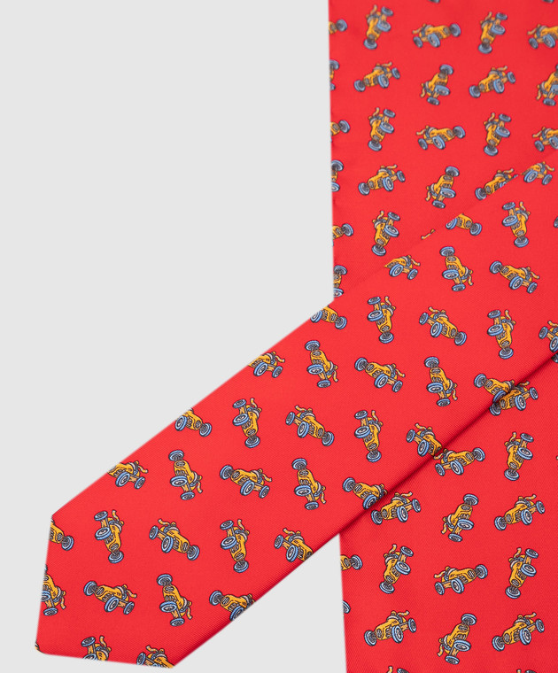 Stefano Ricci Дитячий шовковий червоний набір з краватки та хустки-паші у візерунок YDHNG700 зображення 4
