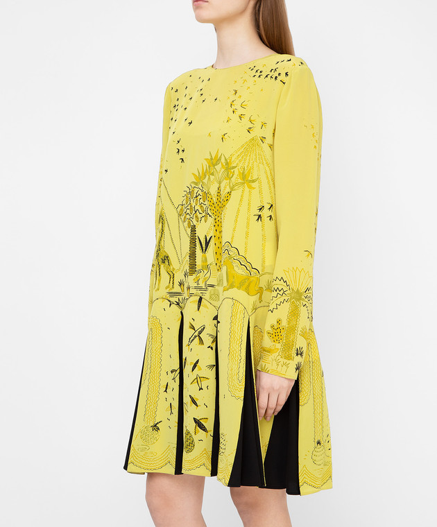 Valentino Желтое платье из шелка MB0VAC46374 изображение 3