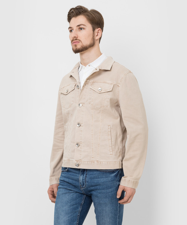 Brunello Cucinelli Светло-бежевая джинсовая куртка M277P6845 изображение 3