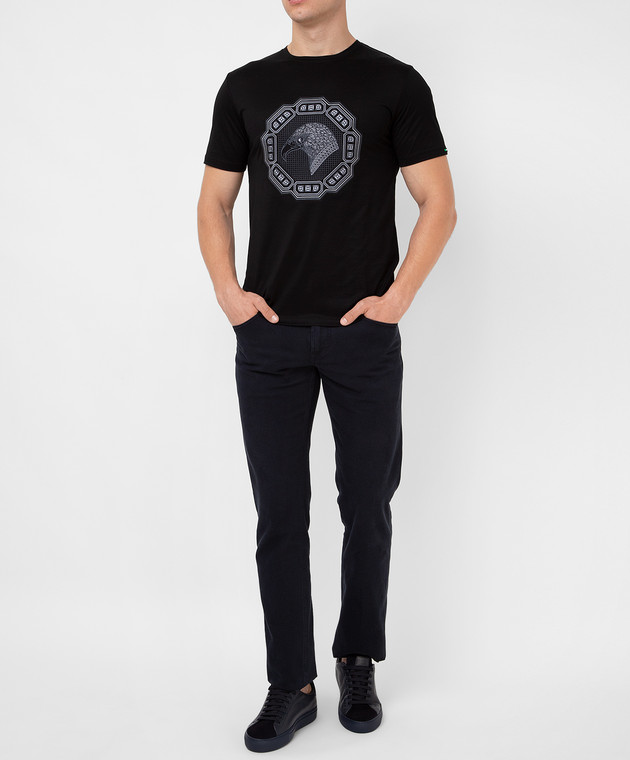Stefano Ricci Чорна футболка з вишивкою емблеми логотипу MNH1401310TE0001 зображення 2