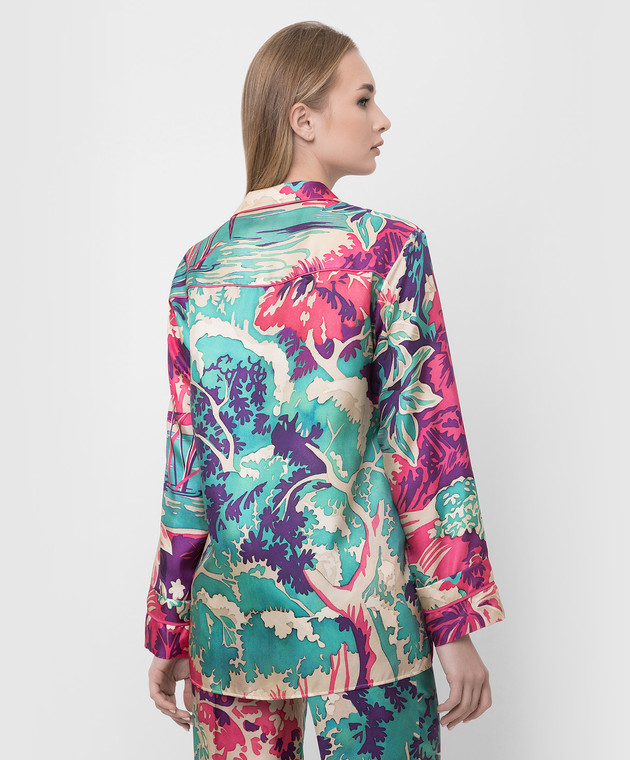 Red Valentino Шелковая рубашка в принт Emerald Forest XR3ABI206A1 изображение 4