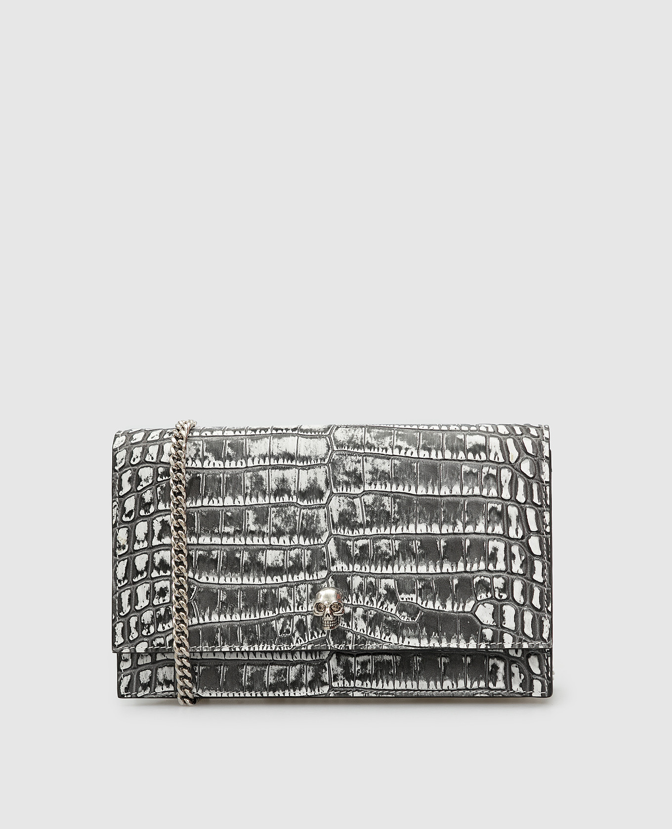 

Кожаная сумка через плечо с декором Skull Alexander McQueen, Серый, Сумки