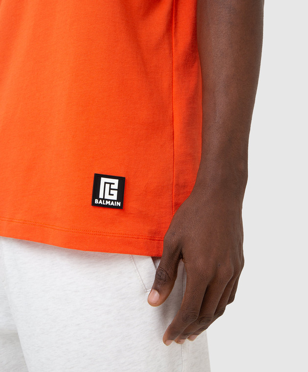 Balmain Оранжевая футболка с логотипом XH1EG010BB16 изображение 5