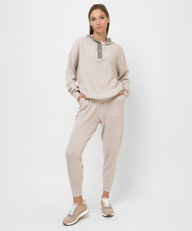 Brunello Cucinelli Бежевое худи с цепочками M19197509 изображение 2