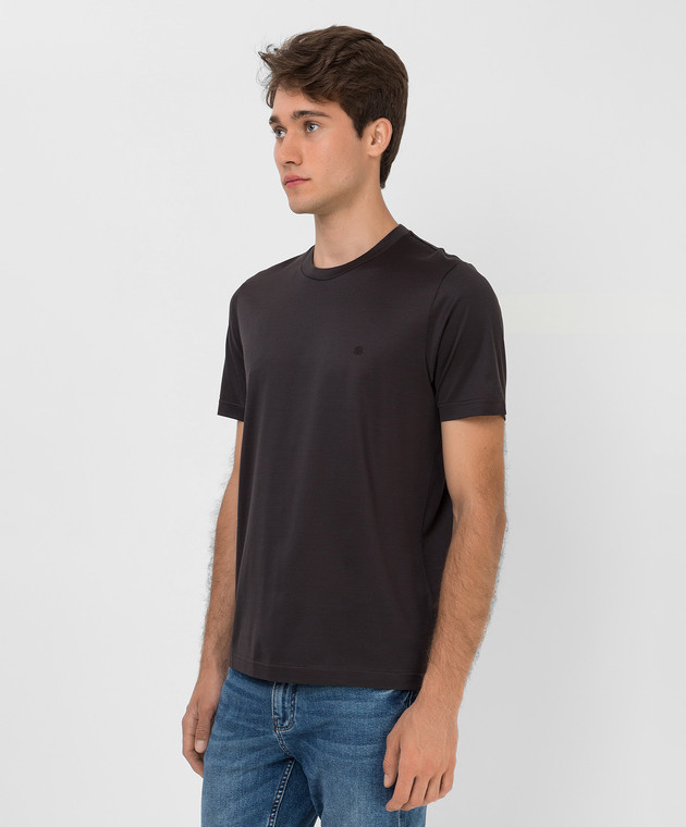 Bertolo Cashmere Темно-сіра футболка з вишивкою емблеми 000252001912 зображення 3