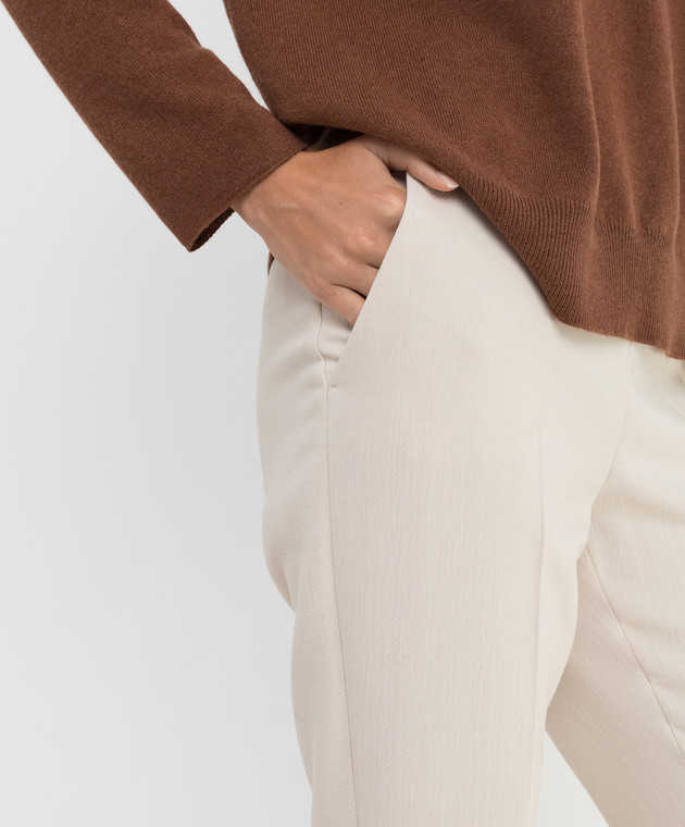 Loro Piana Светло-бежевые брюки из  шерсти FAL9498 изображение 5