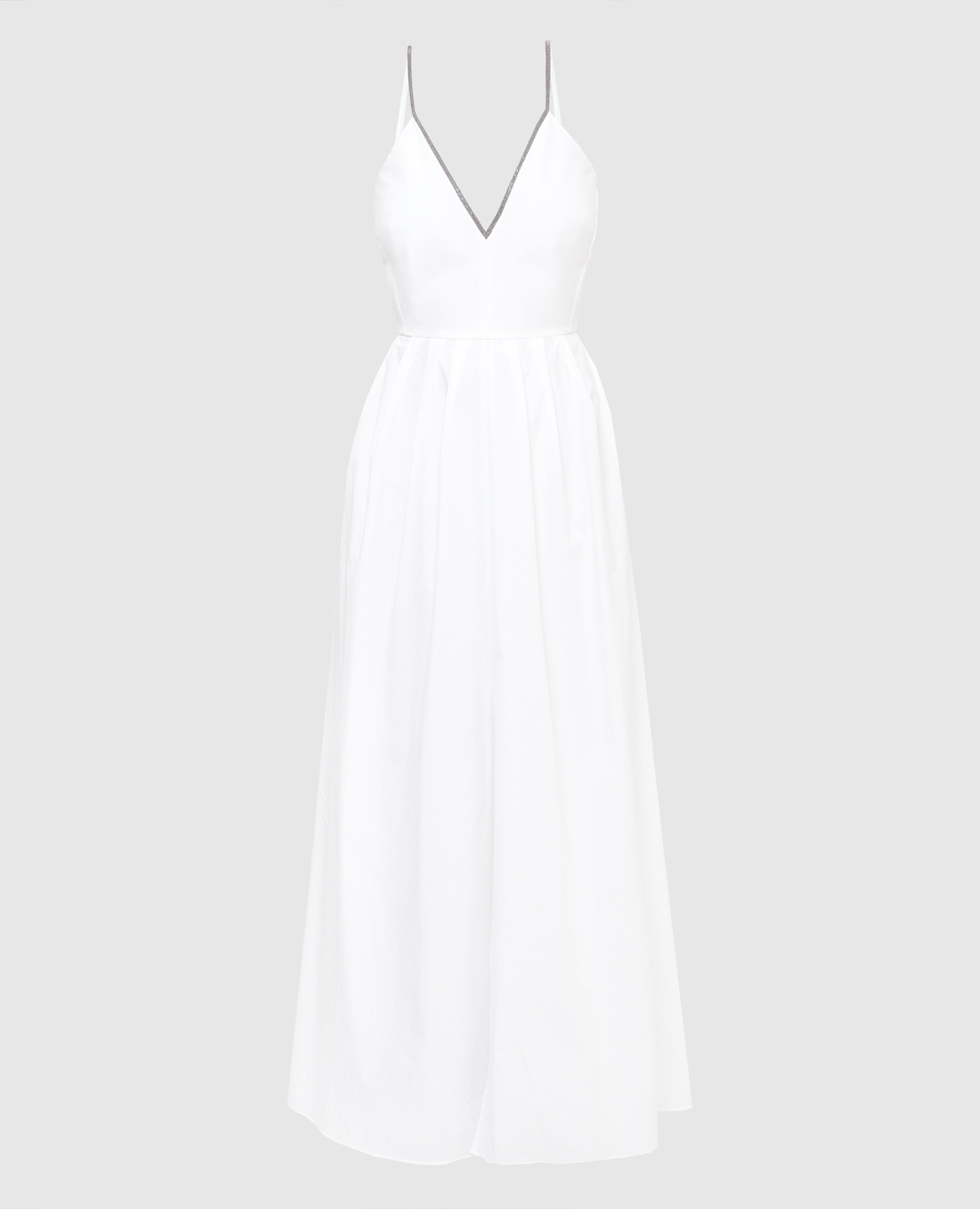 Белое платье с открытой спиной и разрезом