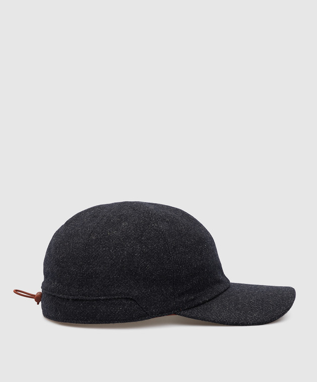 Loro Piana Темно-синяя кепка из шерсти и кашемира FAL8957 изображение 3